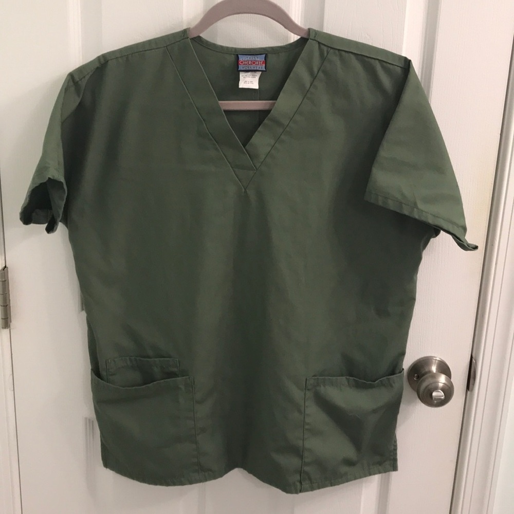 Cherokee Workwear Olive Green Scrub Top